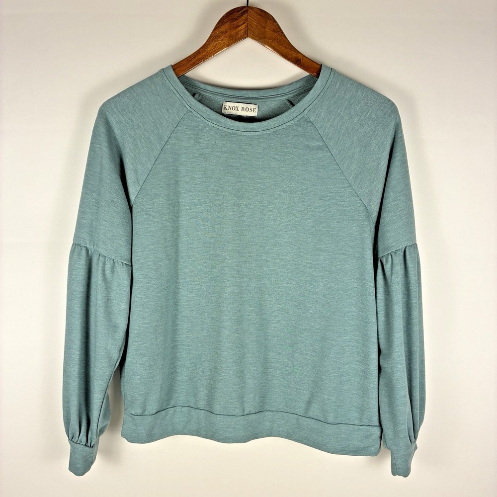 Knox Rose Balloon Sleeve Raglan Sweatshirt Large Seafoam Green Athleisure Comfy